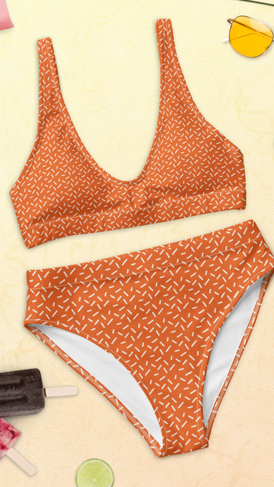 Orange Confetti - Gerecyclede bikini met hoge taille