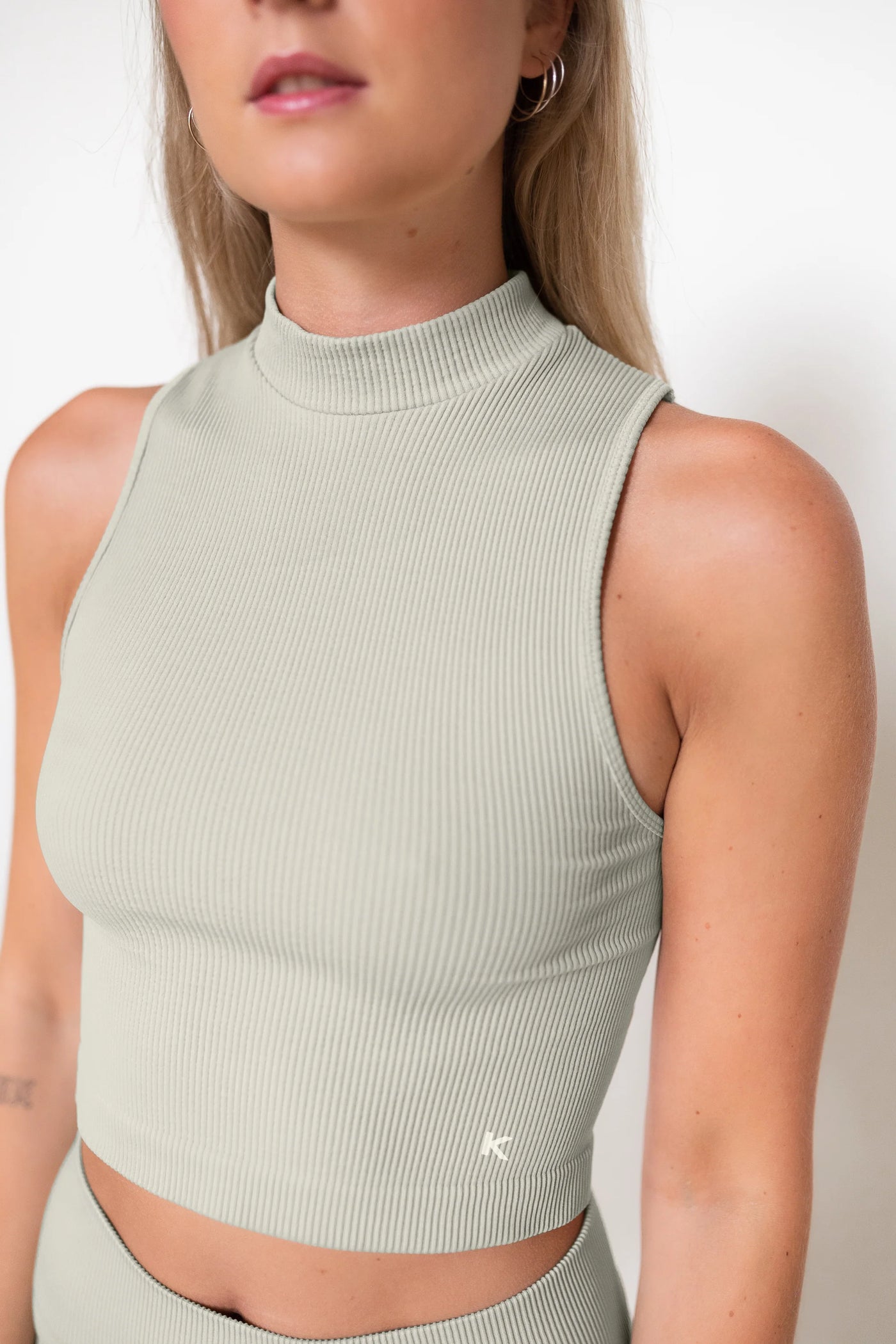 High Neck Top - Sage