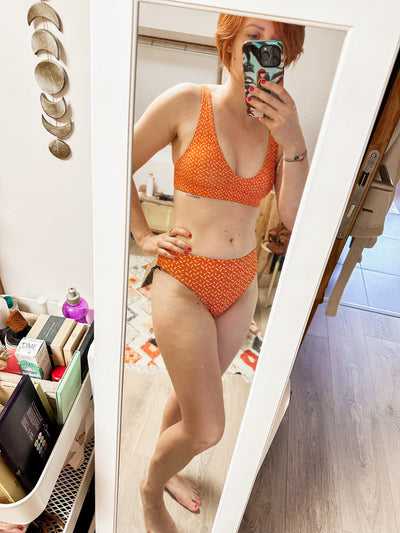 Orange Confetti - Gerecyclede bikini met hoge taille