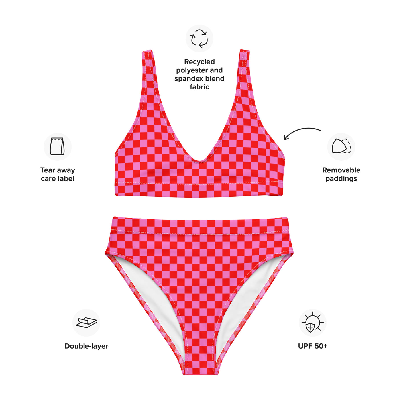 Pink Madness - Gerecyclede bikini met hoge taille