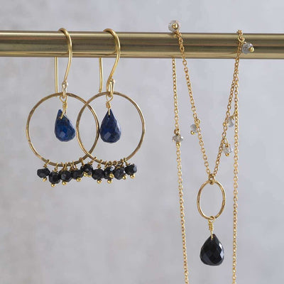 Fireworks Lapis Lazuli Zwarte Onyx Gold Oorbellen