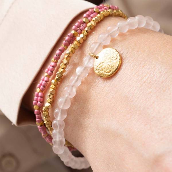 Dazzle Rozenkwarts Goud Armband