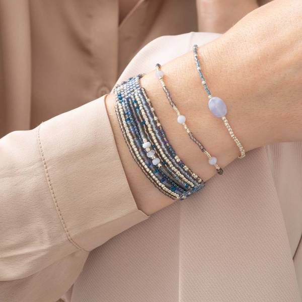 Brightness Blauwe Agaat Zilver Armband